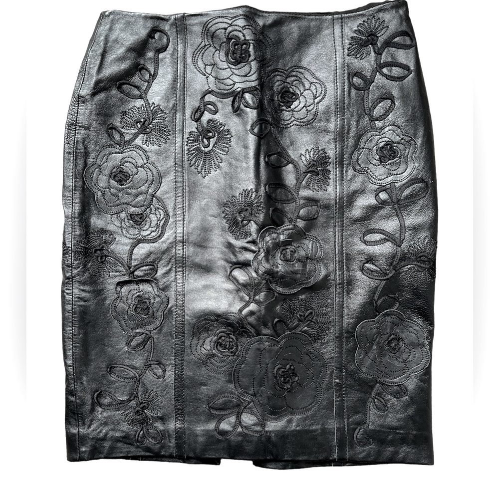WHITE HOUSE BLACK MARKET Genuine Leather Skirt